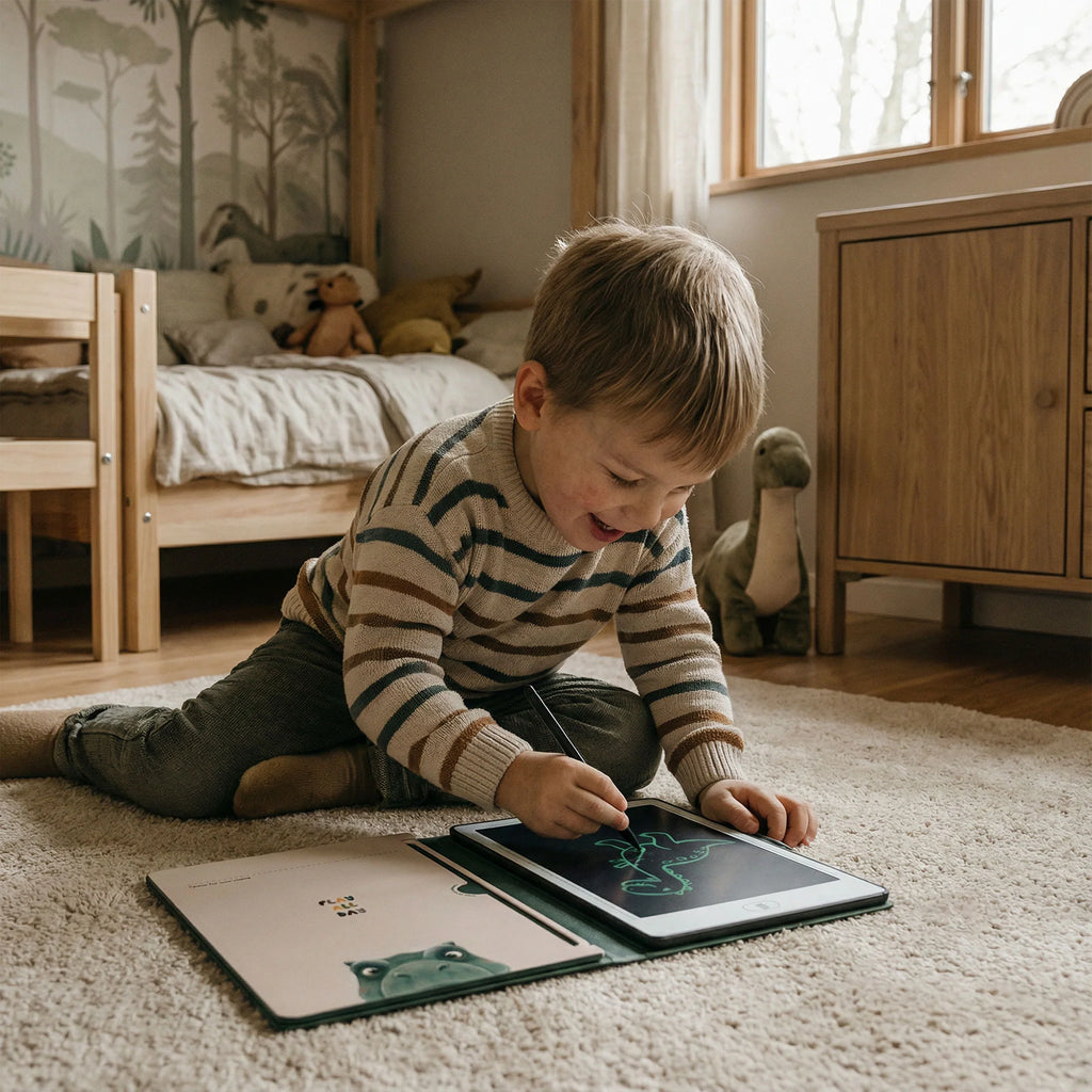 Tablet gráfico com fichas de desenho – KidBook – Dinossauro