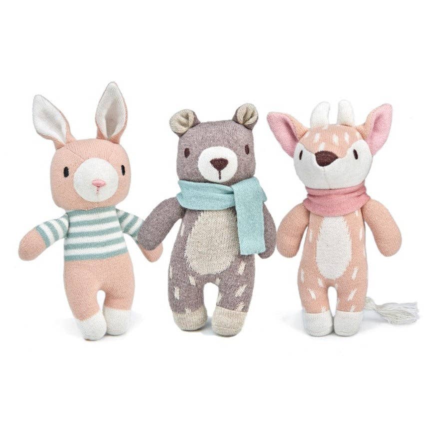Animais de Tricô ThreadBear + Caixa de Presente - Brinquedos Macios de Tricô x3