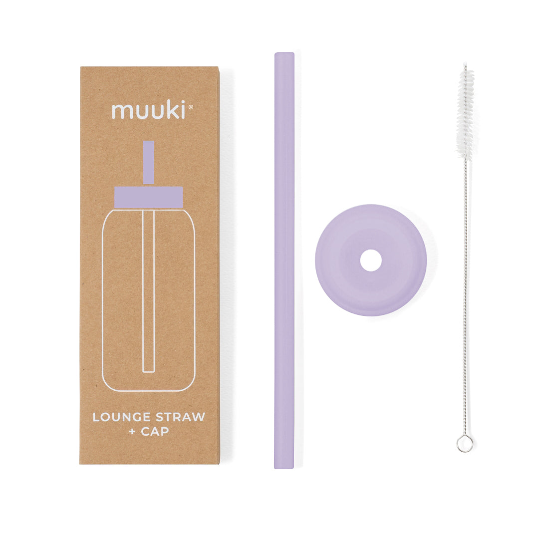 Palhinha com tampa para a garrafa Muuki - Pastel Lilac