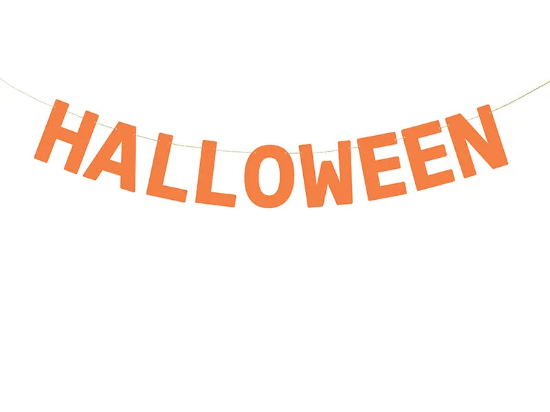 Grinalda com a inscrição «Halloween»