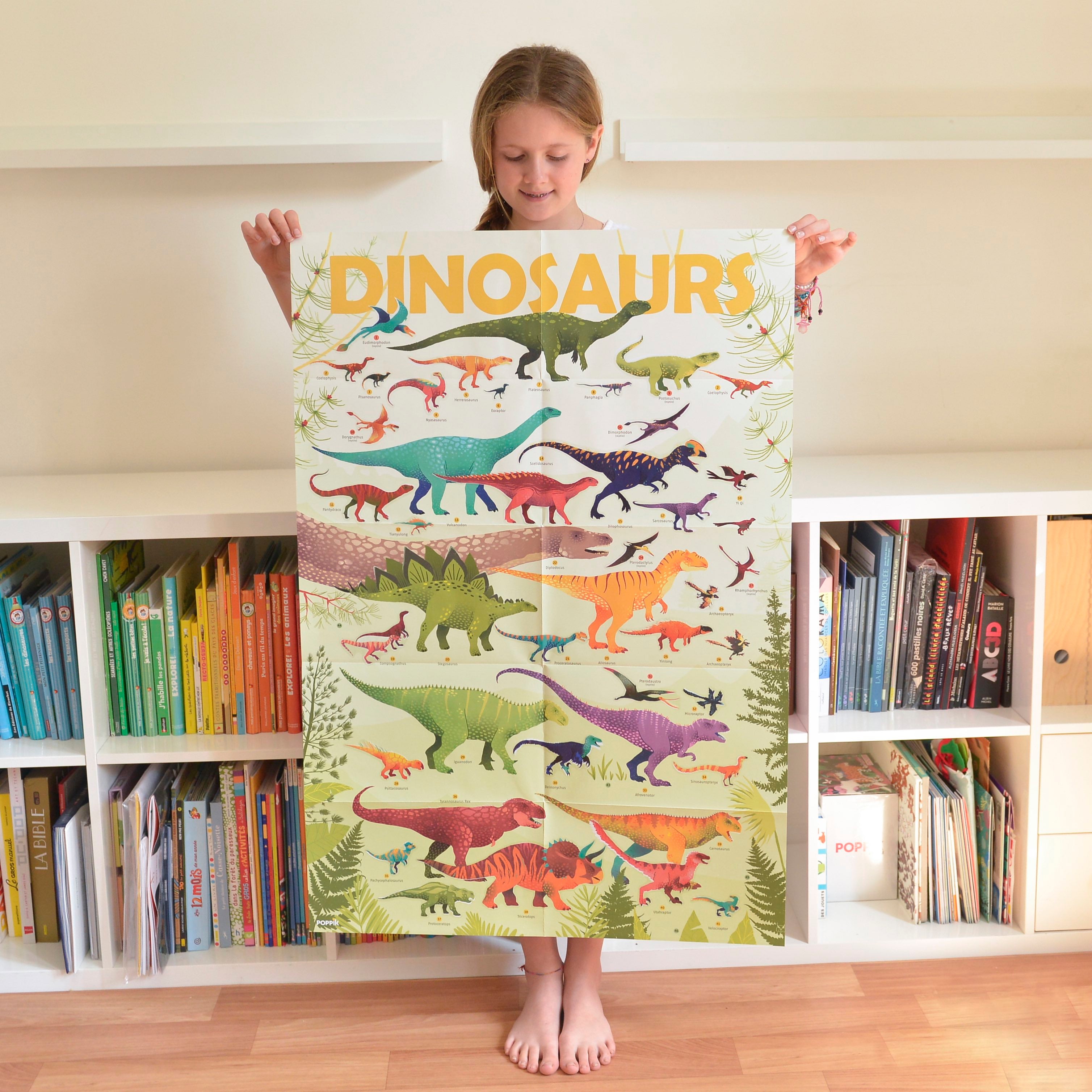 Poster de Dinossauros com Autocolantes Reposicionáveis