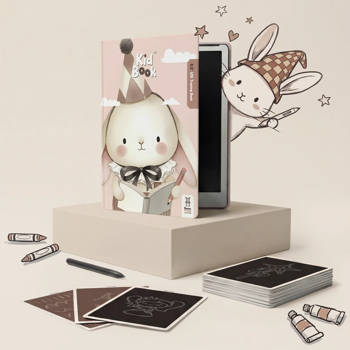 Tablet gráfico com fichas de desenho – KidBook – Coelho